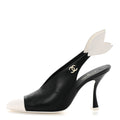 Lambskin Slingback Pumps 39.5 Black White