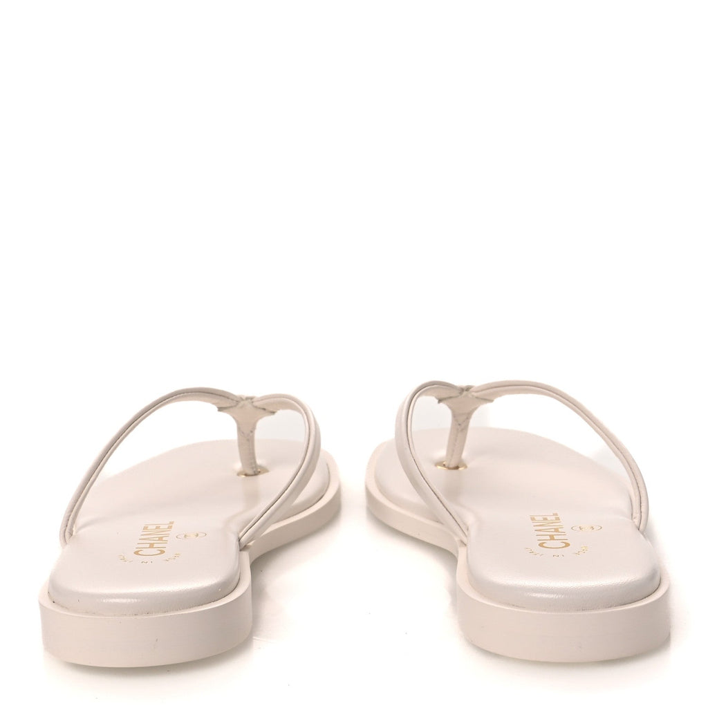 Goatskin CC Times Square Thong Sandals 35.5 White