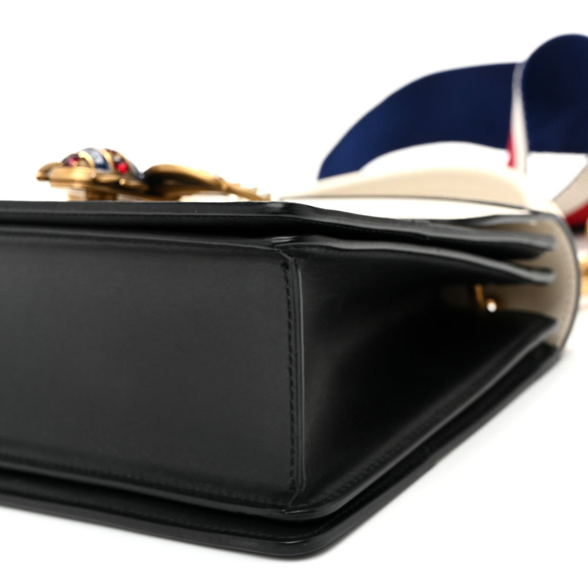 Calfskin Sylvie Web Small Queen Margaret Top Handle Bag Black White