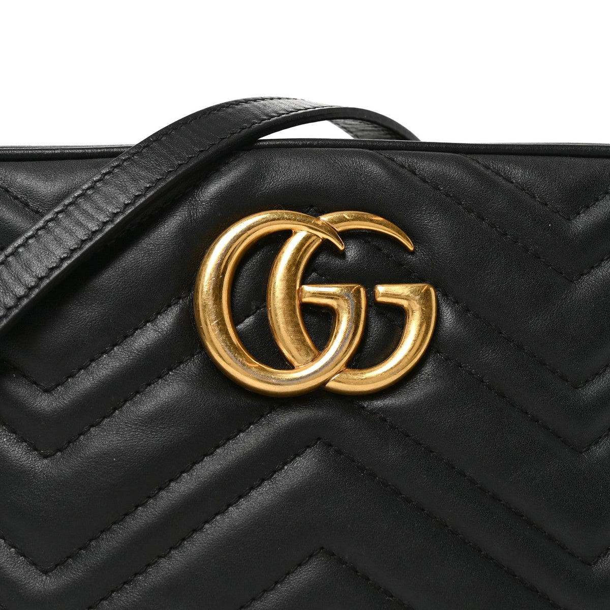 Calfskin Matelasse Small GG Marmont Chain Shoulder Bag Black