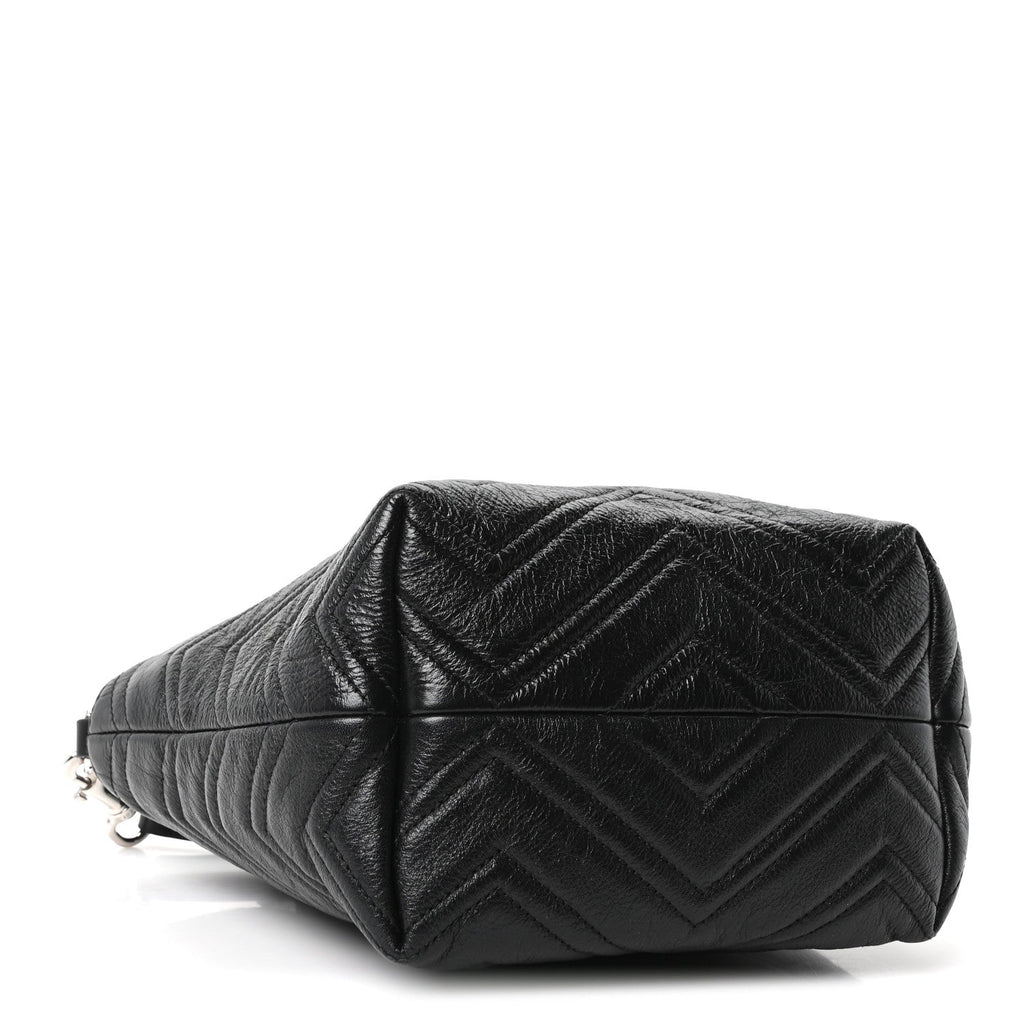 Nappa Chevron Matelasse Small GG Marmont Tote Bag Black