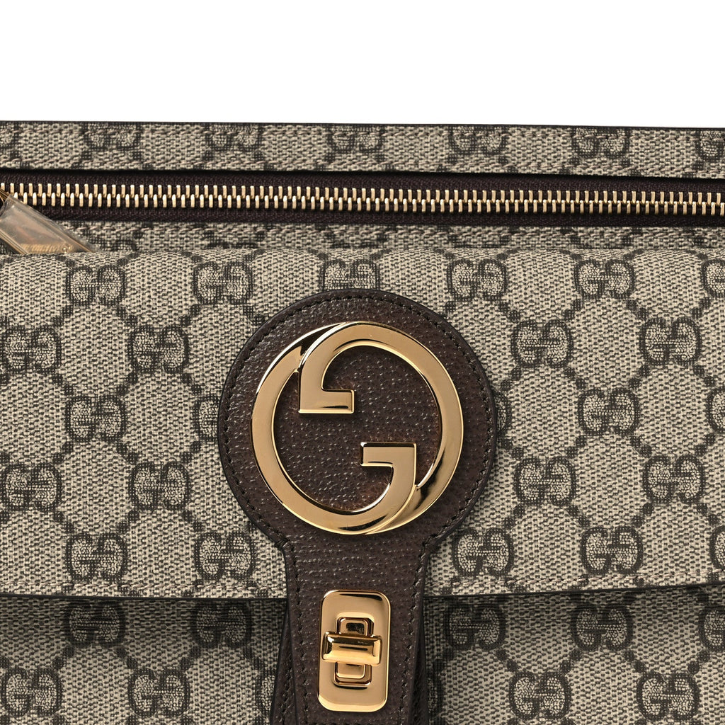 GG Supreme Monogram Textured Dollar Calfskin Blondie Belt Bag Beige Ebony New Acero
