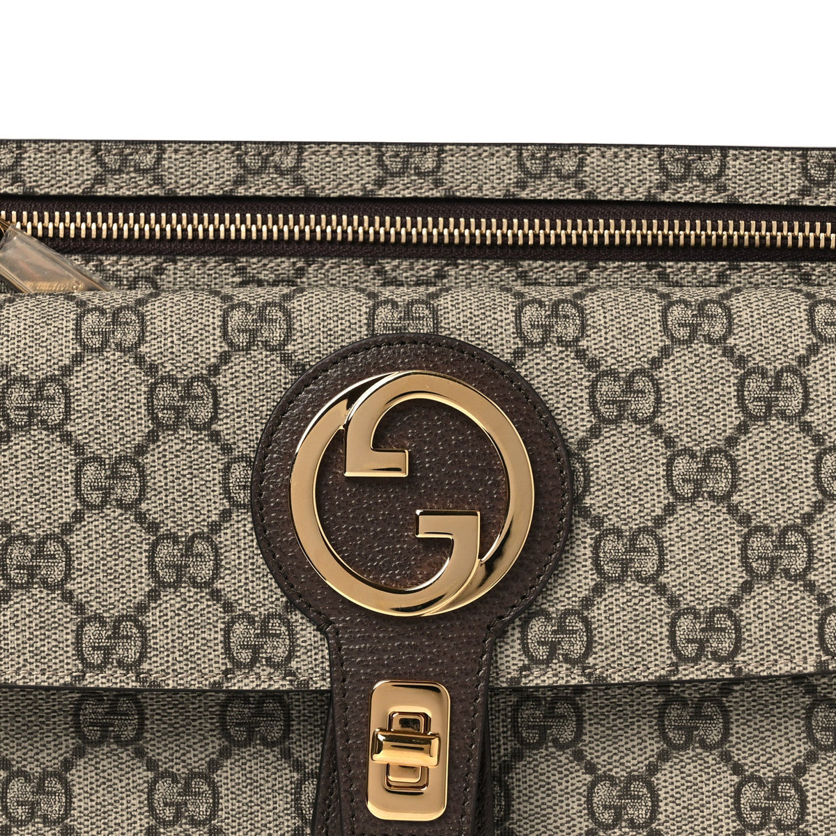 GG Supreme Monogram Textured Dollar Calfskin Blondie Belt Bag Beige Ebony New Acero