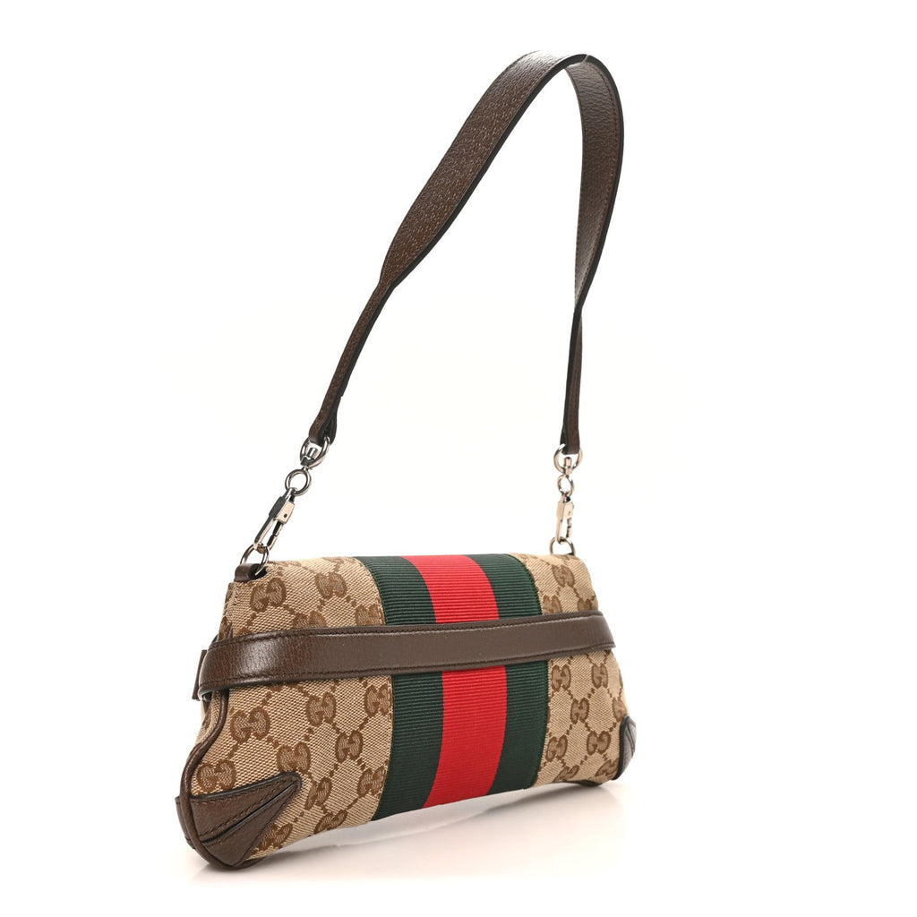 Monogram Textured Dollar Calfskin Heavy Grosgrain Web Small Maxi Horsebit Chain Shoulder Bag Beige Ebony New Acero