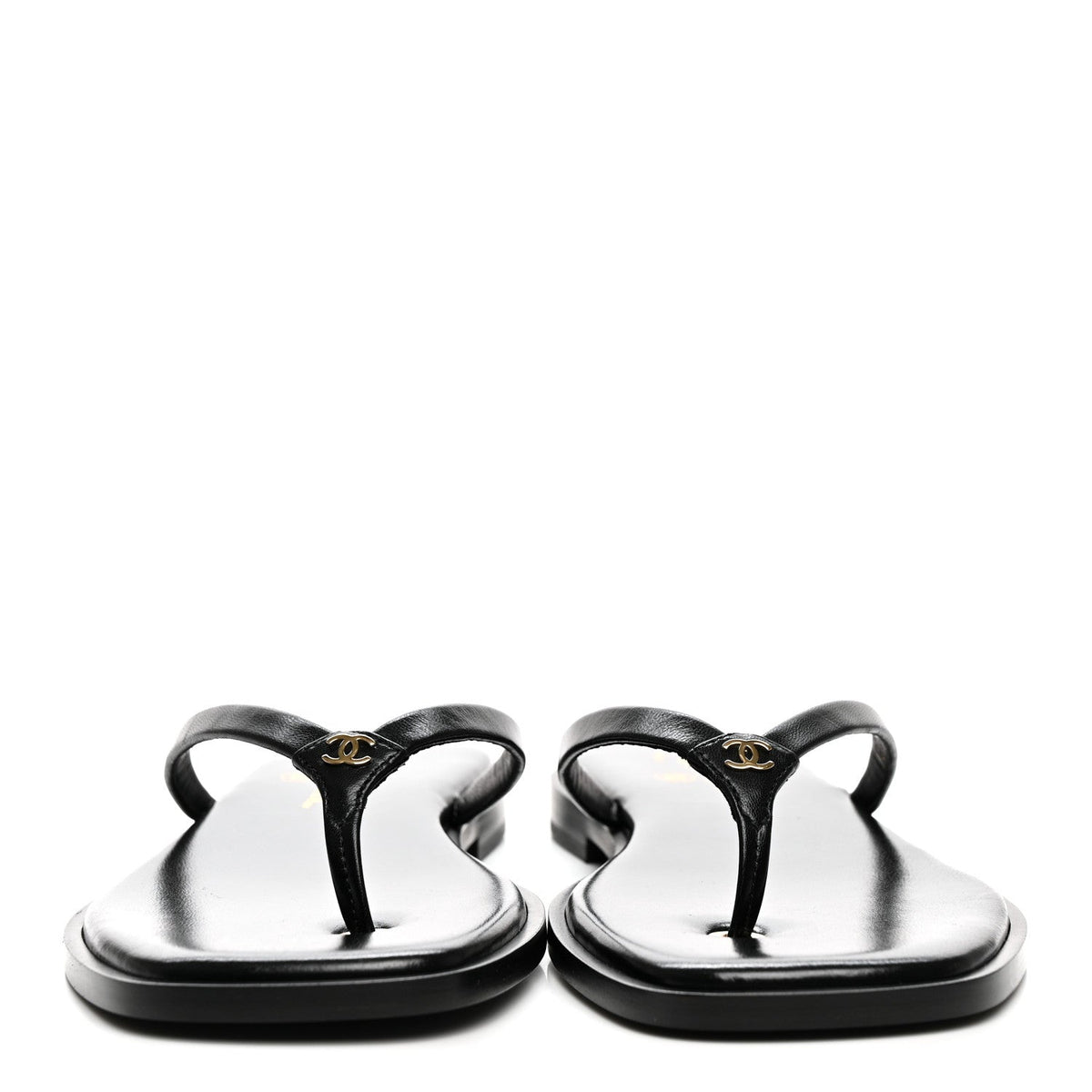 Goatskin CC Times Square Thong Sandals 37.5 Black