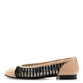 Raffia Cap Toe Ballerina Flats 38.5 Black Beige
