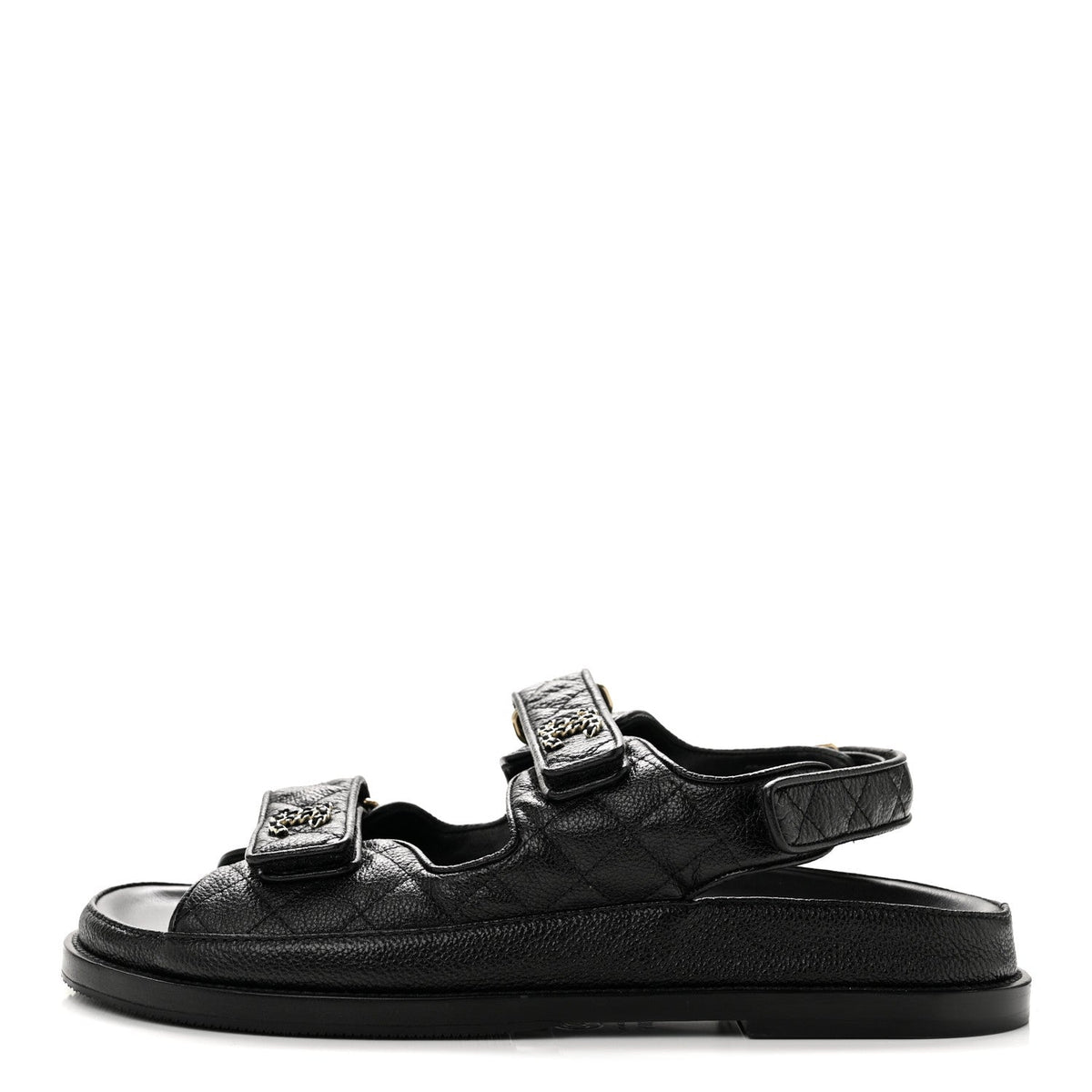 Grained Calfskin Velcro Dad Sandals 39.5 Black