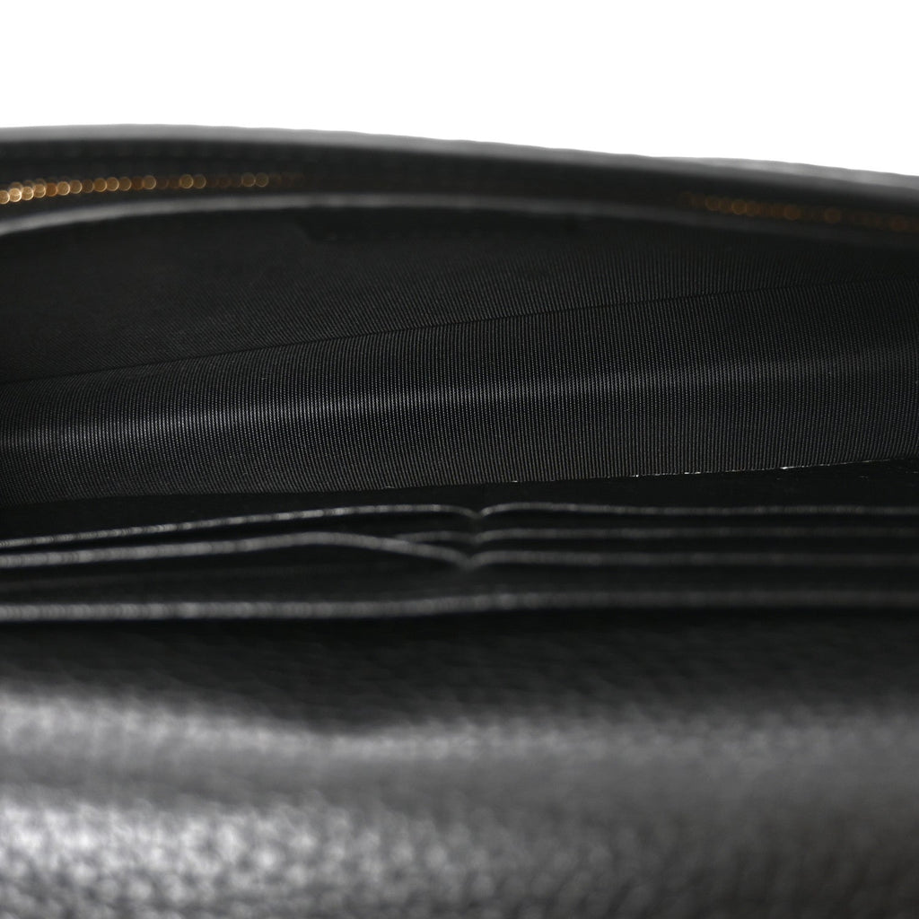 GG Grainy Calfskin Emblem Wallet On Chain Black