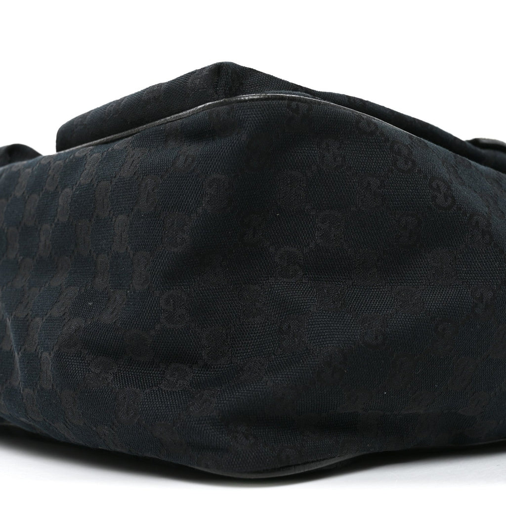 GG Monogram Medium Web Handle Double Pocket Tote Black