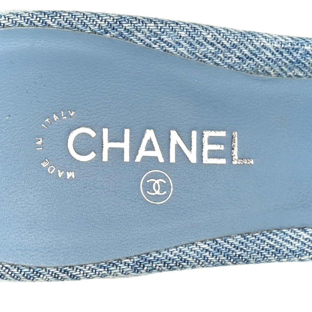 Denim Quilted Mules 38 Blue 37.5 Blue