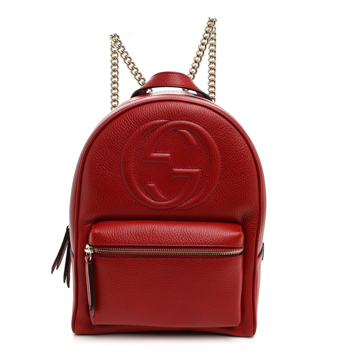 Pebbled Calfskin Soho Chain Backpack Hibiscus Red