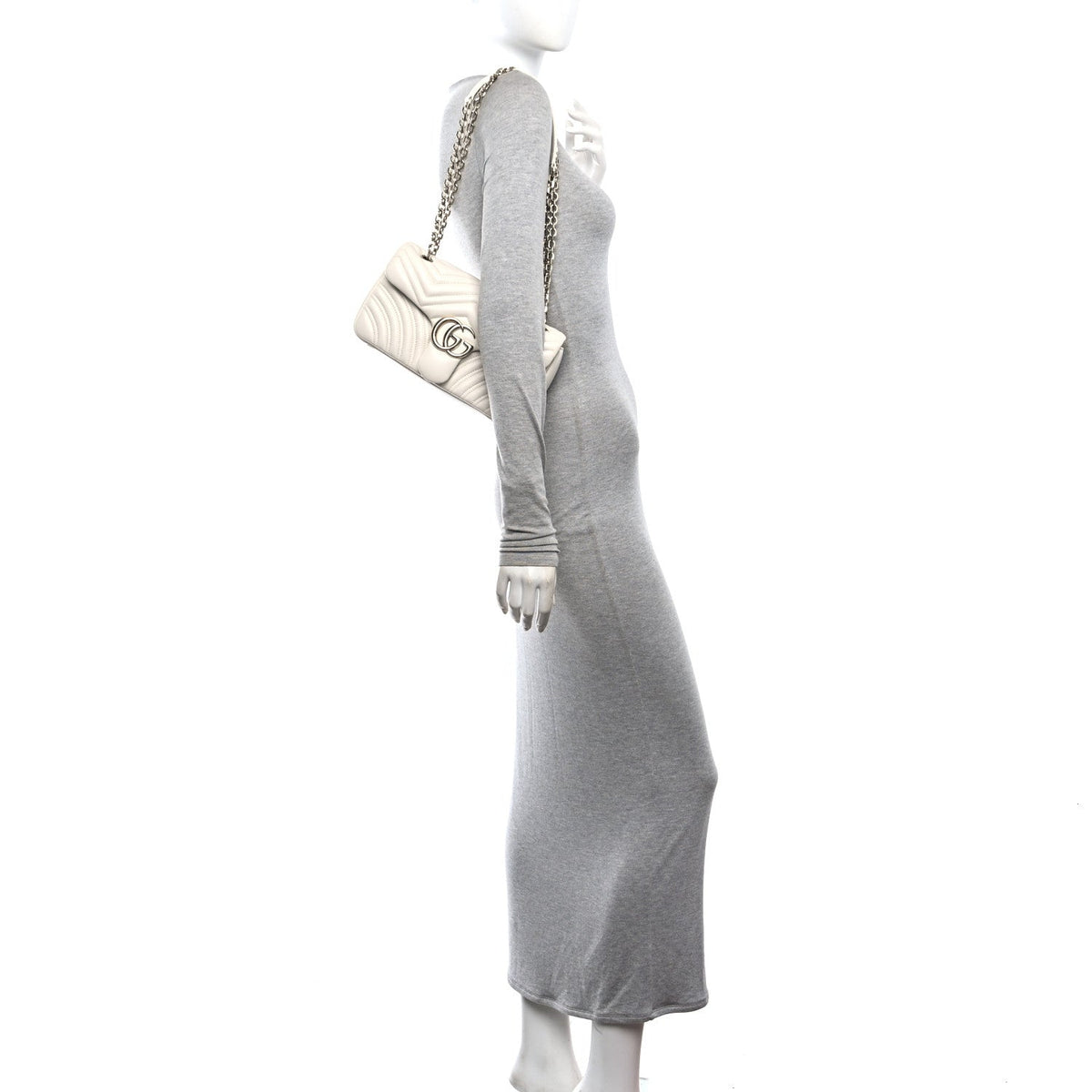 Lambskin Matelasse Medium GG Marmont Shoulder Bag White
