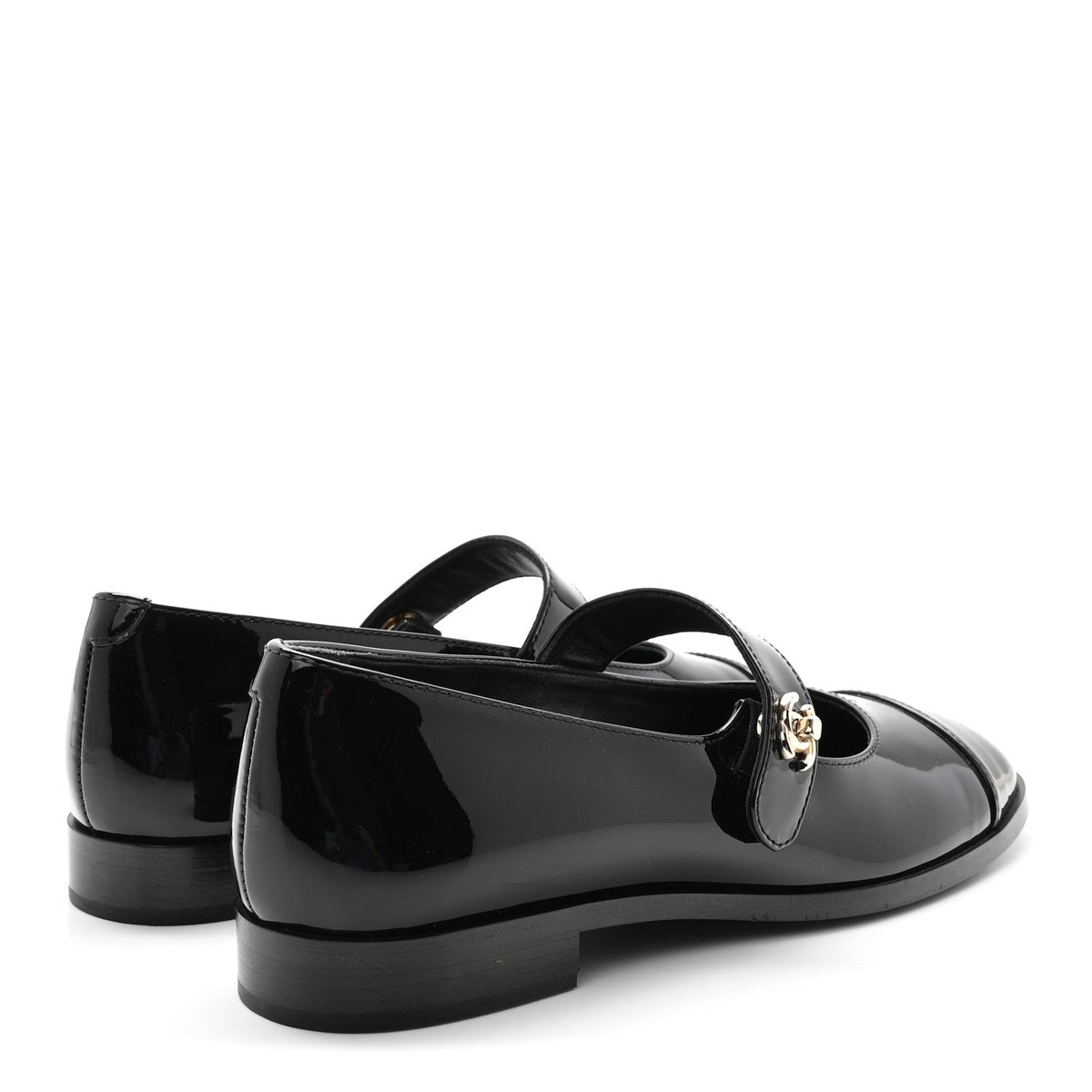 Patent Calfskin Mary Janes Flats 37.5 Black