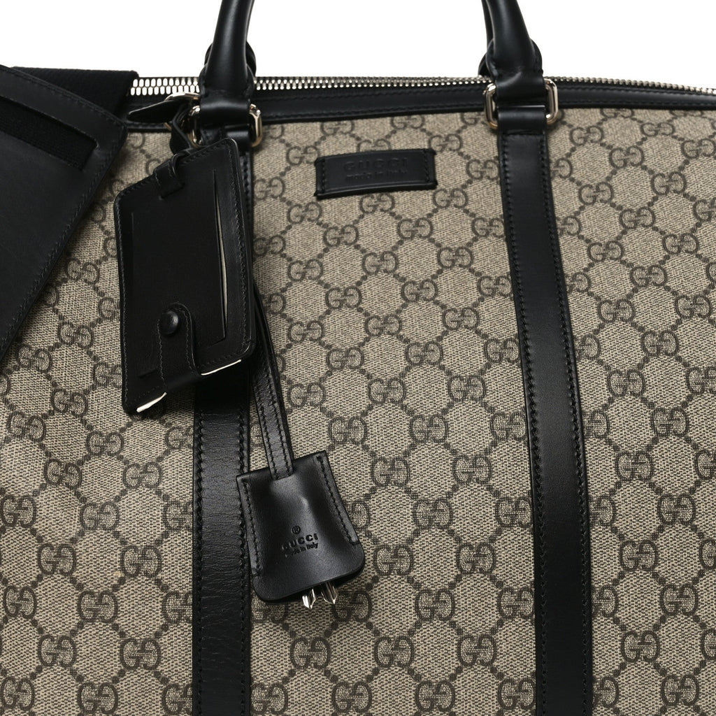 GG Supreme Monogram Selleria Calfskin Medium Duffle Beige Ebony Black