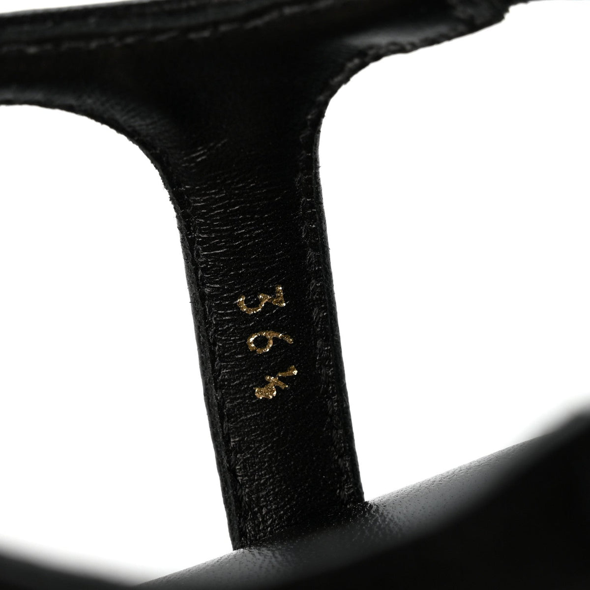 Lambskin Metal Chain Ankle Strap Sandals 36.5 Black