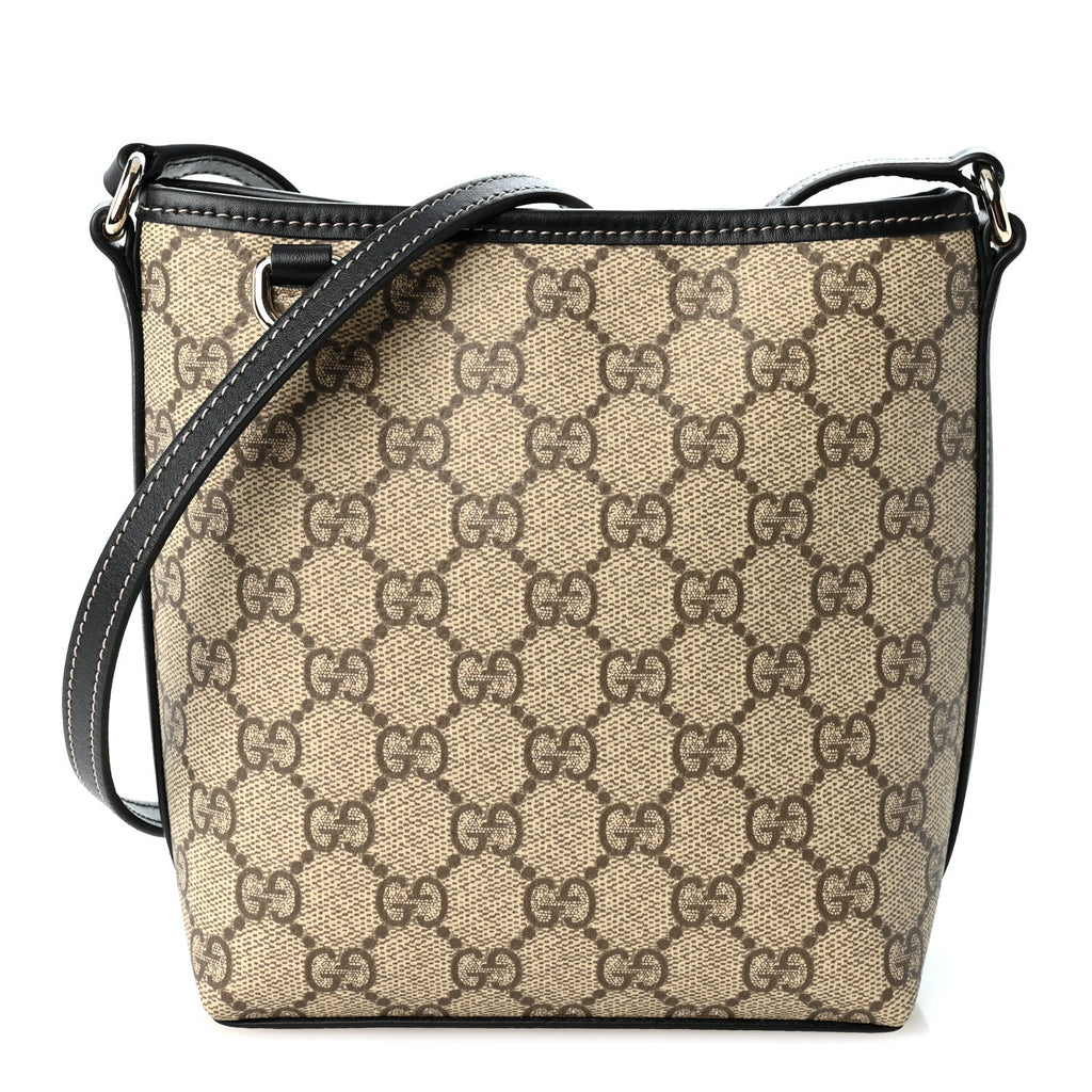 GG Supreme Monogram Emblem Nano Bucket Bag Black