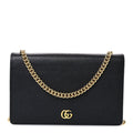 Calfskin Mini GG Marmont Chain Wallet Black