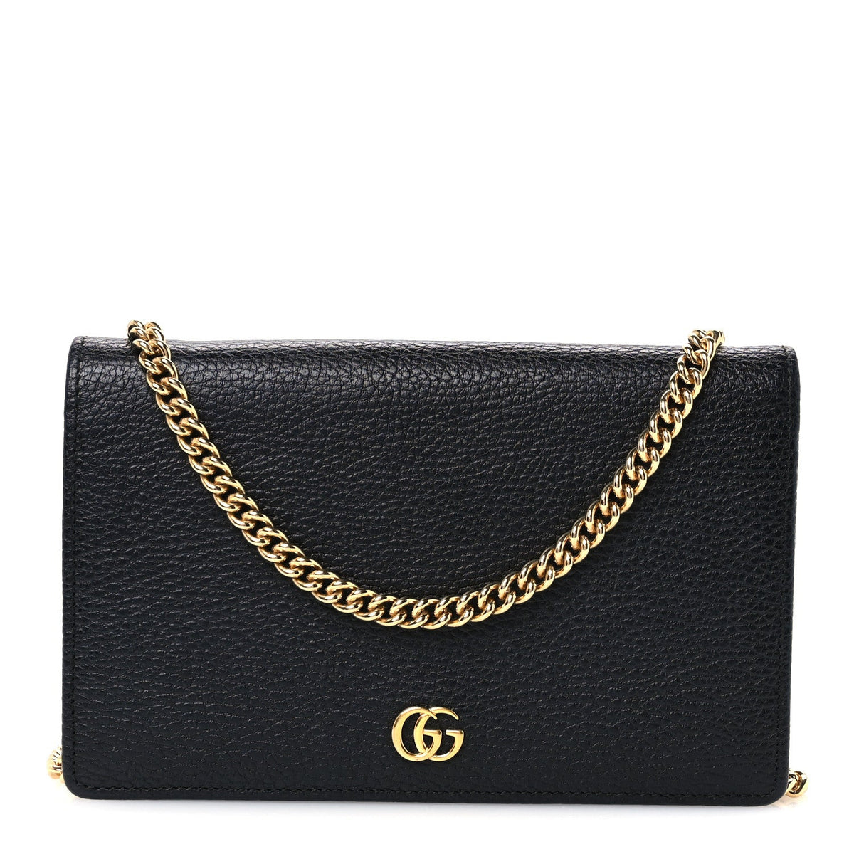 Calfskin Mini GG Marmont Chain Wallet Black