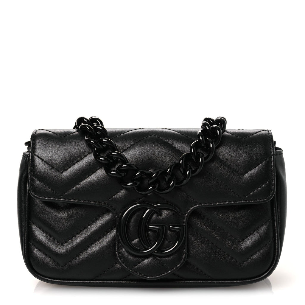 Calfskin Matelasse Monochrome GG Marmont Chain Belt Bag Black