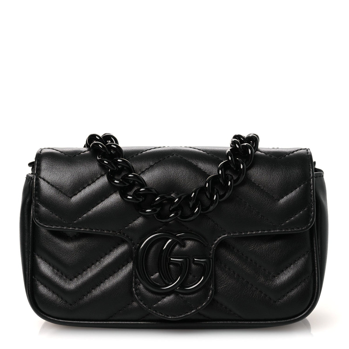 Calfskin Matelasse Monochrome GG Marmont Chain Belt Bag Black