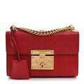 Guccissima Small Padlock Shoulder Bag Hibiscus Red