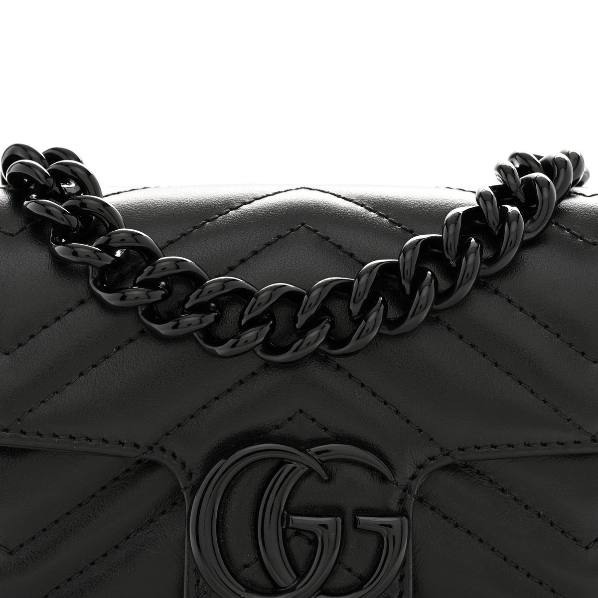 Calfskin Matelasse Monochrome GG Marmont Chain Belt Bag Black