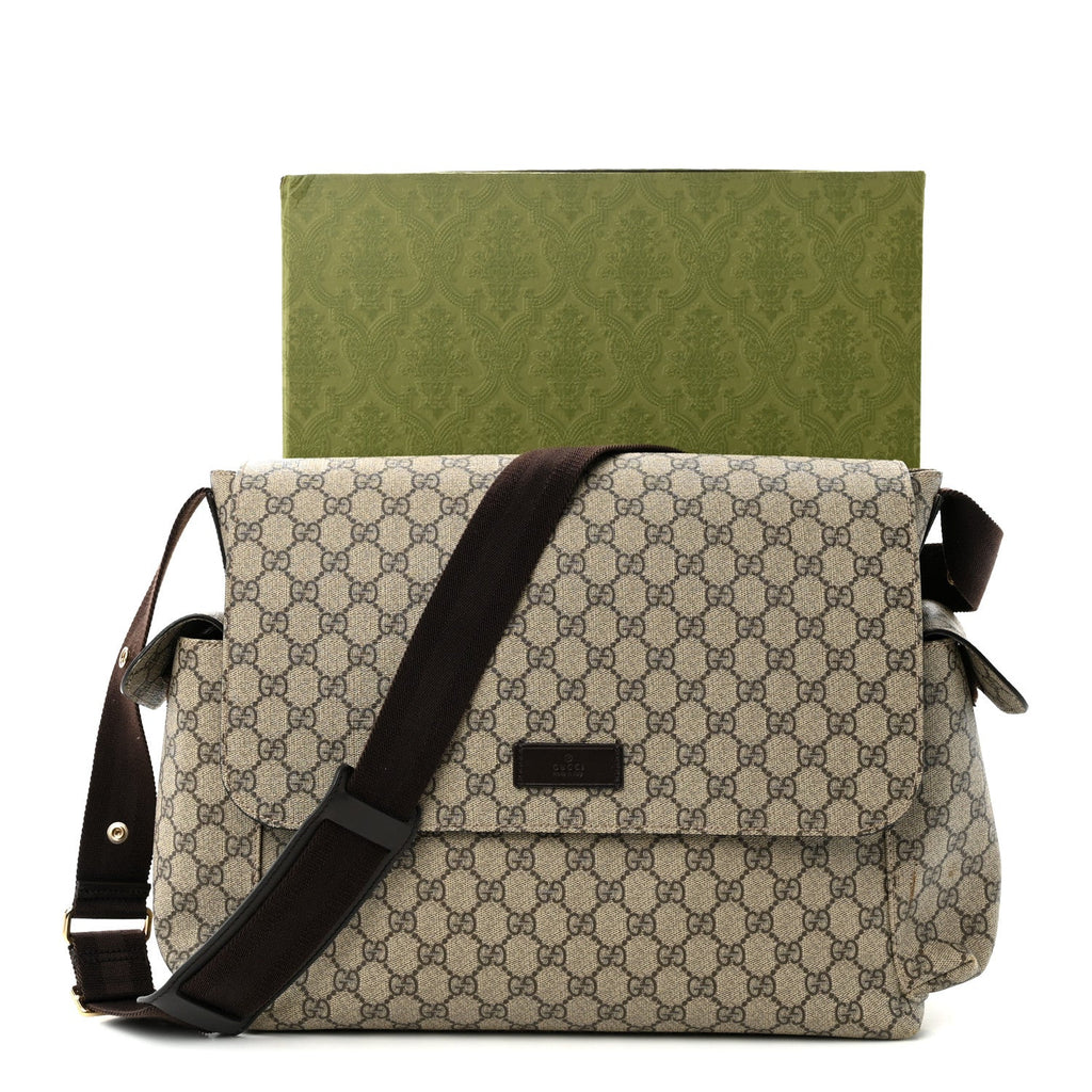 GG Plus Monogram Messenger Diaper Bag Dark Brown