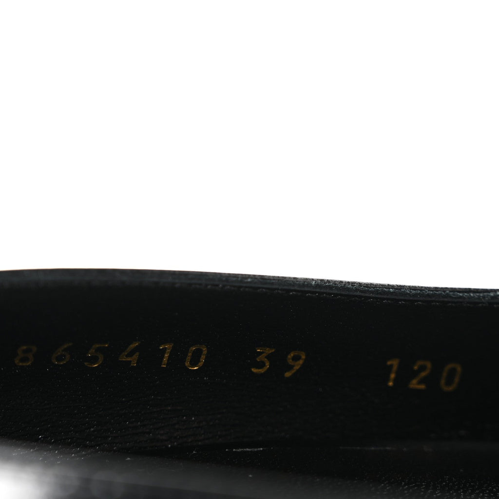 Shiny Calfskin Horsebit Signora 85mm Pumps 39 Black