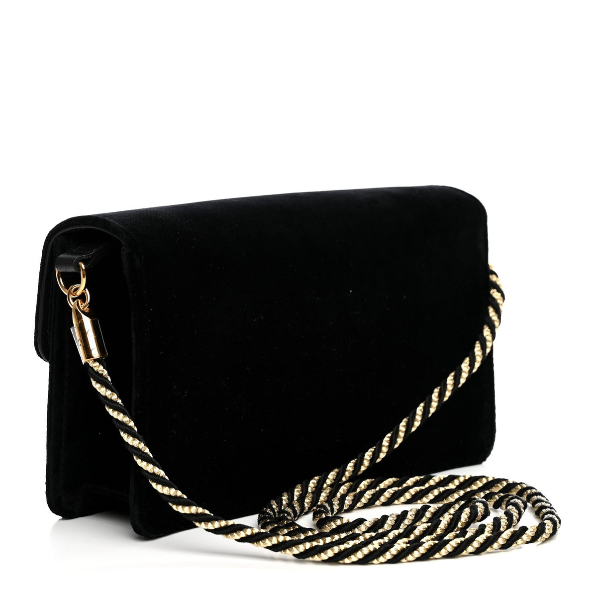 Velvet Crystal Square G Shoulder Bag Black