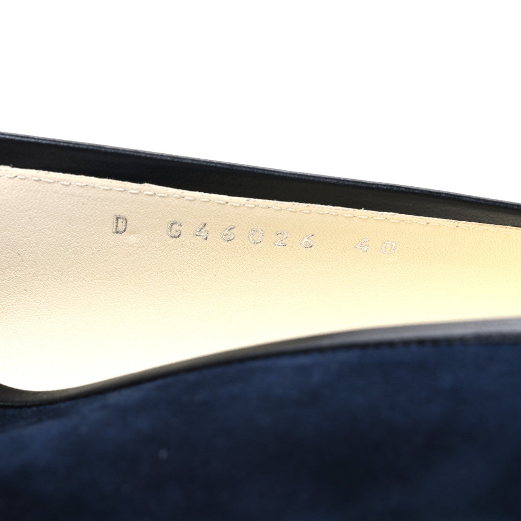 Suede Calfskin Cap Toe CC Ballerina Flats 40 Navy Black