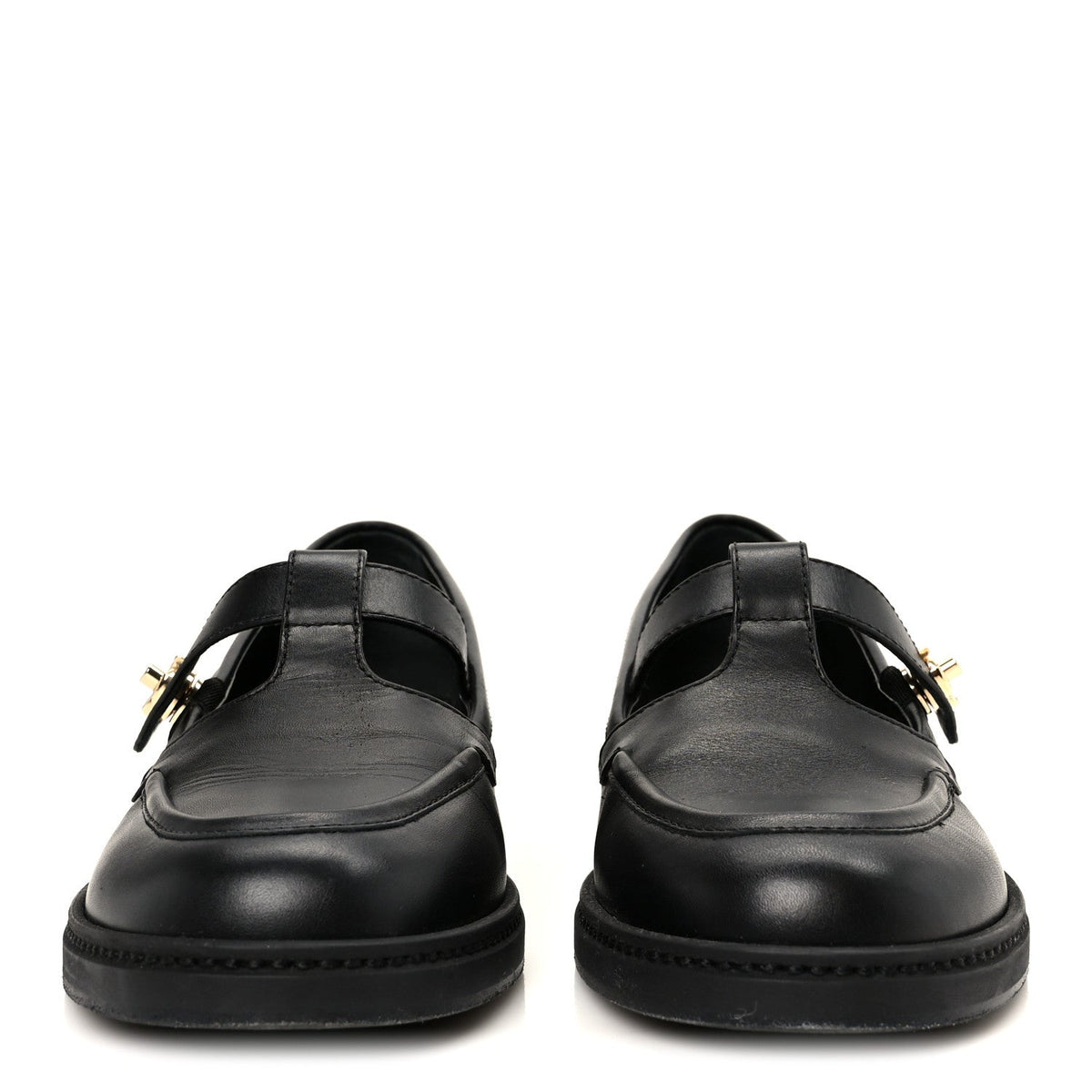 Calfskin CC Turnlock Moccasins 40 Black