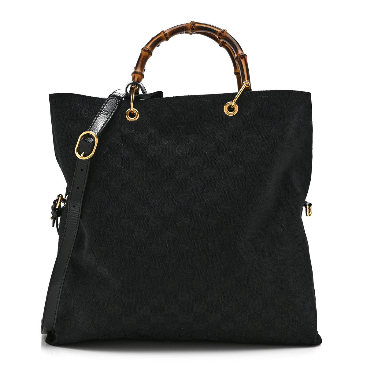 GG Monogram Bamboo Reversible Tote Black