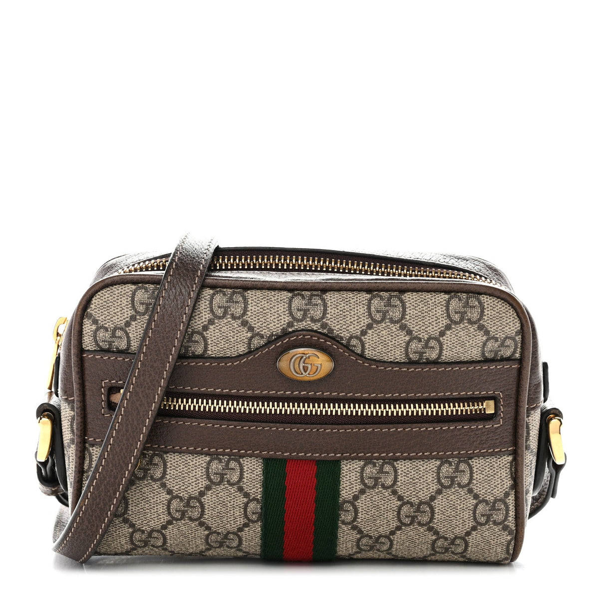 GG Supreme Monogram Web Mini Ophidia Shoulder Bag Brown