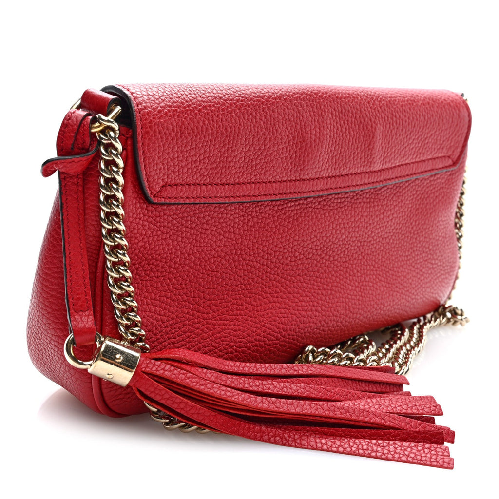 Pebbled Calfskin Medium Soho Flap Crossbody Vibrant Red