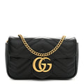 Calfskin Matelasse Super Mini GG Marmont Shoulder Bag Black