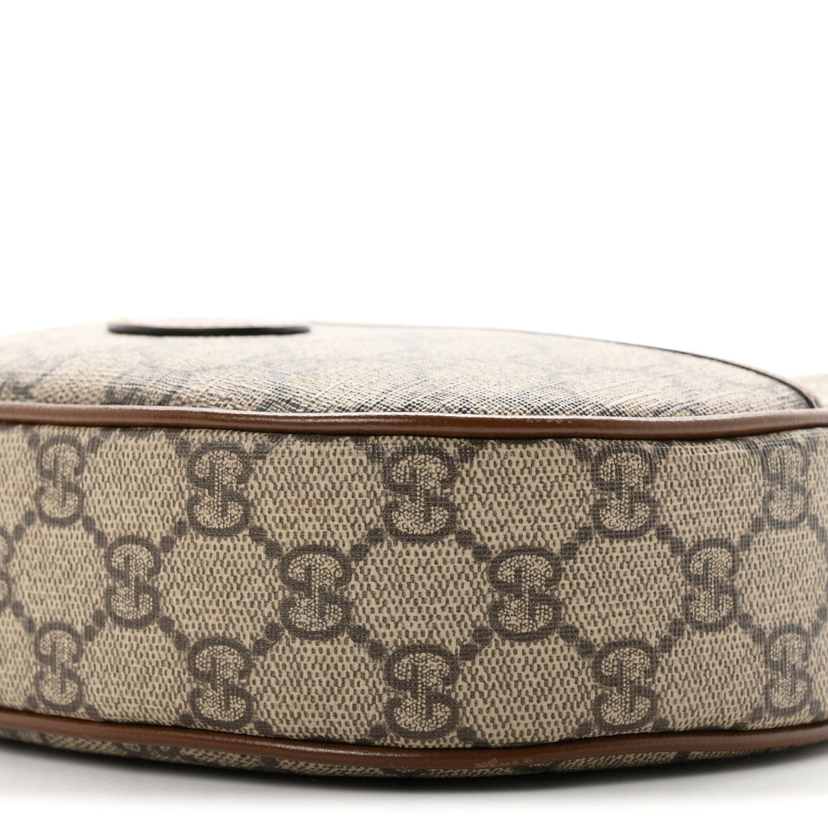 GG Supreme Monogram Azalea Calfskin Mini Retro Interlocking G Half Moon Bag Beige Ebony Brown Sugar