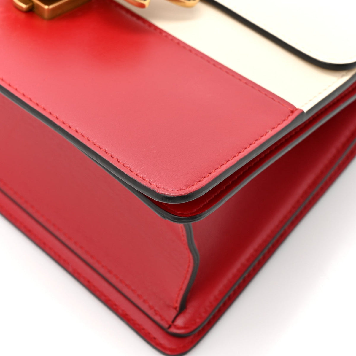 Calfskin Sylvie Web Small Queen Margaret Top Handle Bag Hibiscus Red Mystic White