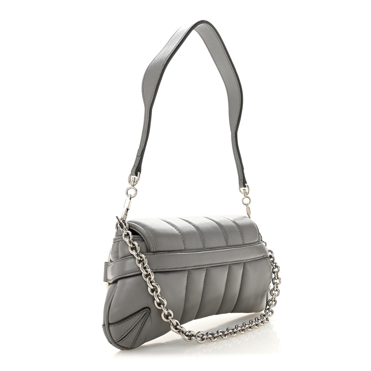 Nappa Vertical Matelasse Small Maxi Horsebit Chain Shoulder Bag Gray