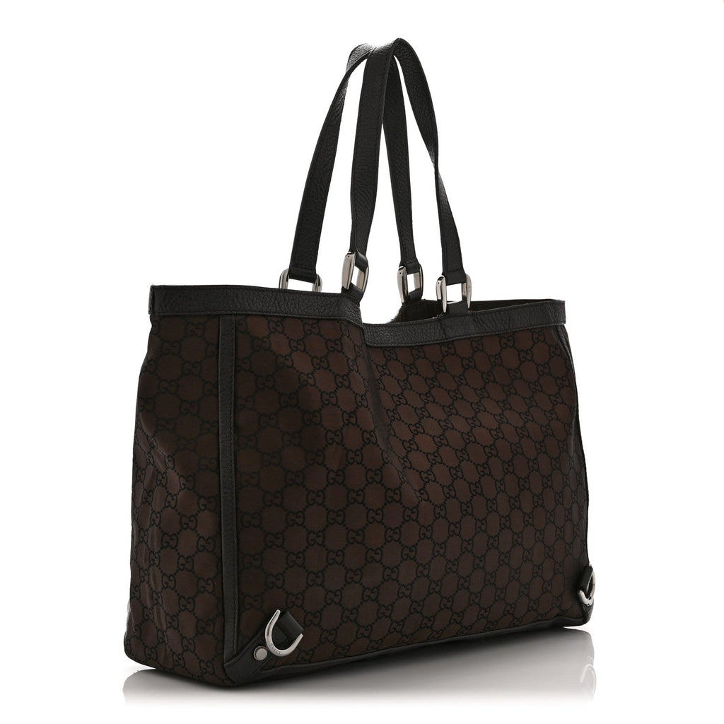 Nylon Monogram Large Abbey Tote Dark Brown