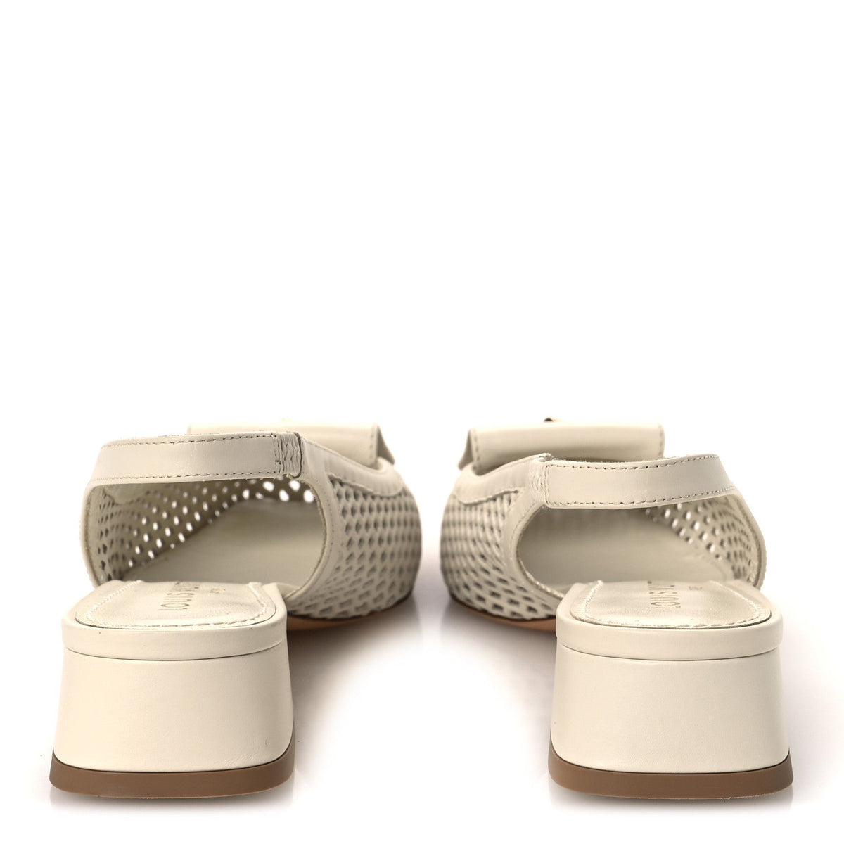 Calfskin Perforated Shake Slingback Pumps 35.5 Creme Beige