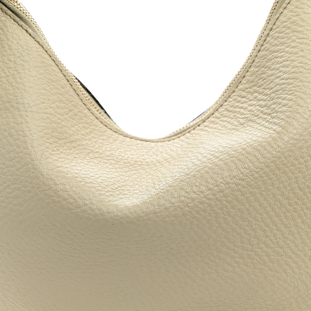 Calfskin Half Moon Bamboo Ring Hobo White