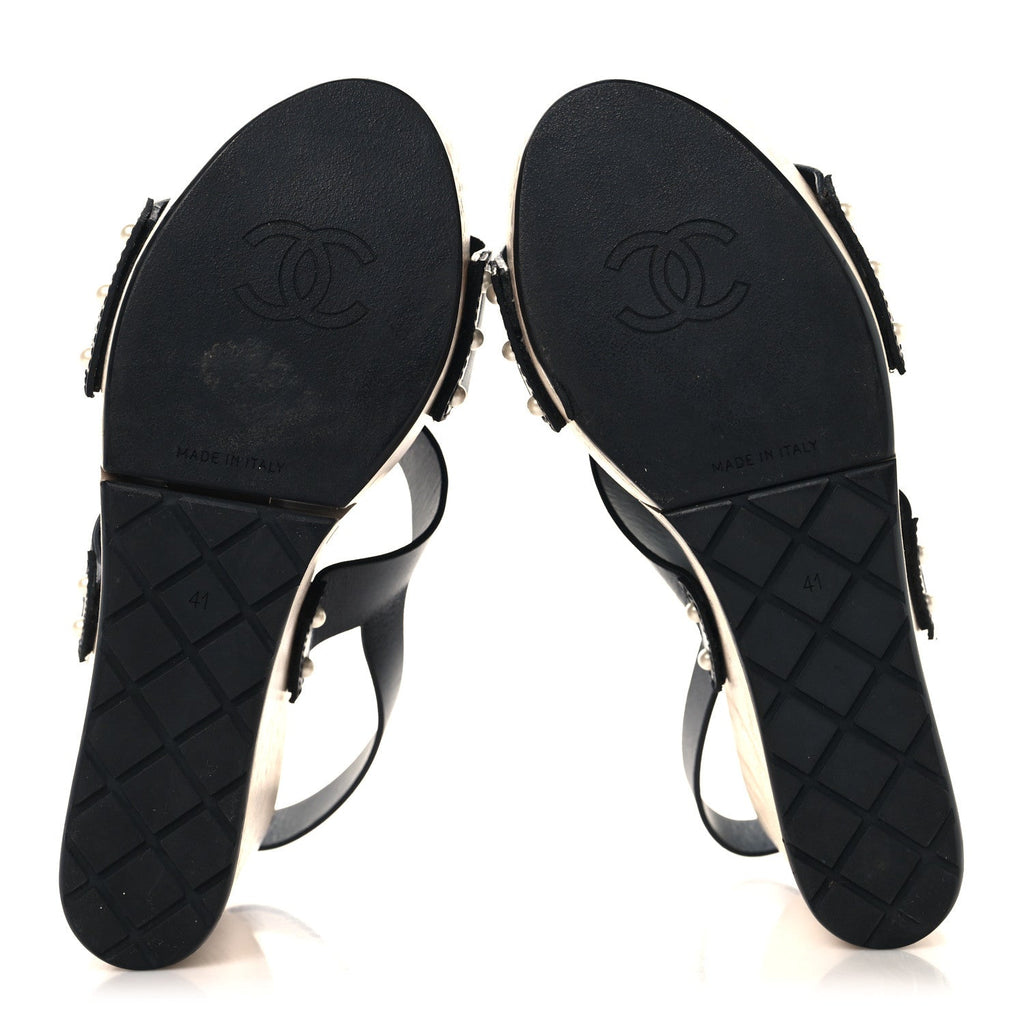Wood Calfskin CC Hinge Wedge 41 Black