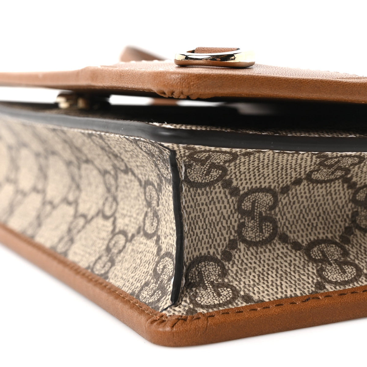 GG Emblem Monogram Wallet With Strap Beige Brown