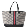 GG Supreme Monogram Textured Dollar Calfskin Web Large Ophidia Tote Beige Blue