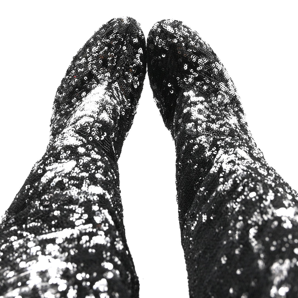 Sequin Donna High Boots 38 Black
