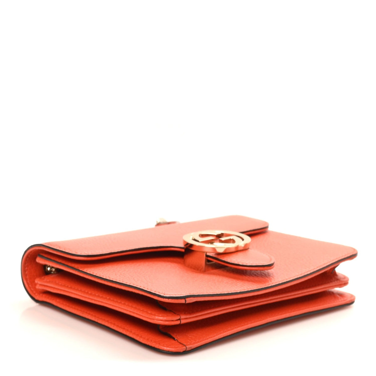 Dollar Calfskin Small Interlocking G Shoulder Bag Sun Orange