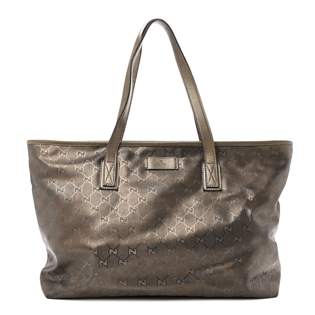 Imprime Monogram Medium Zippered Shopping Tote Pewter