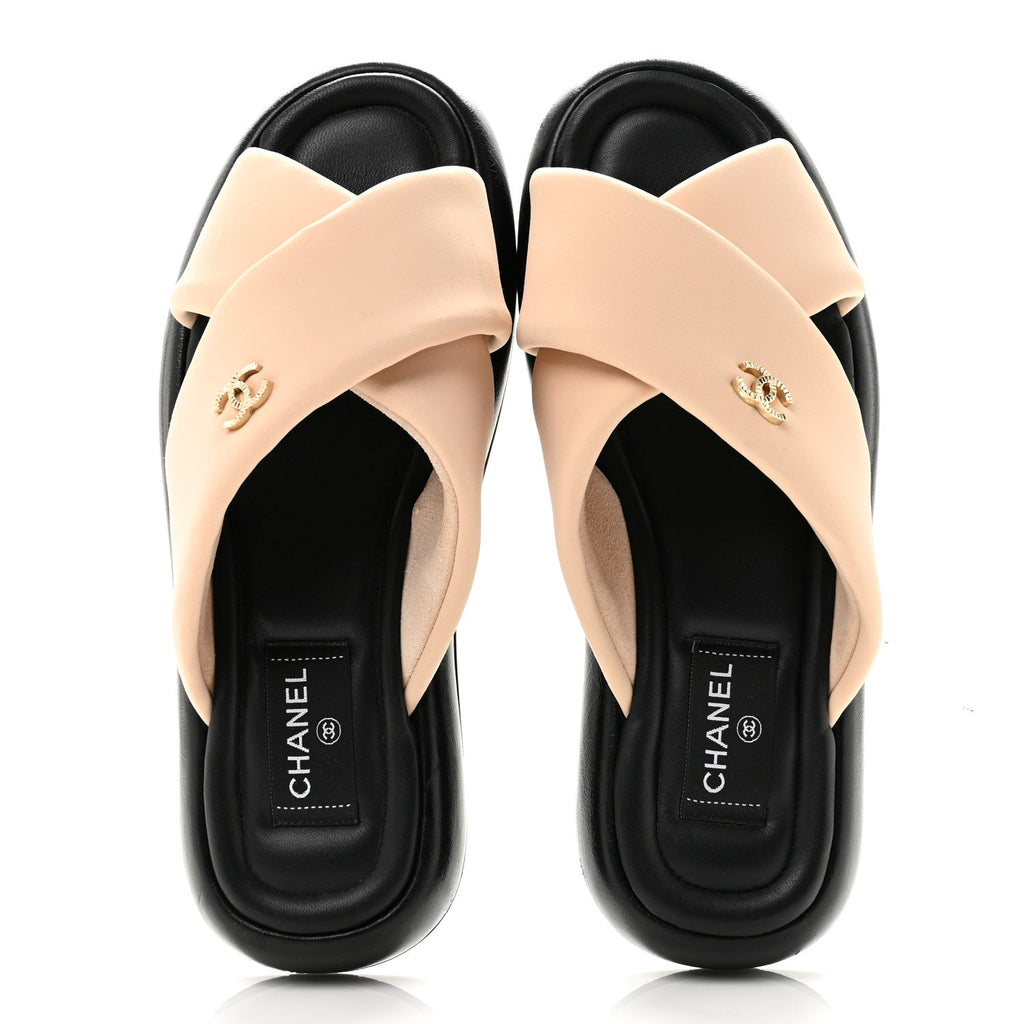 Fabric CC Mules Sandals 40 Light Beige