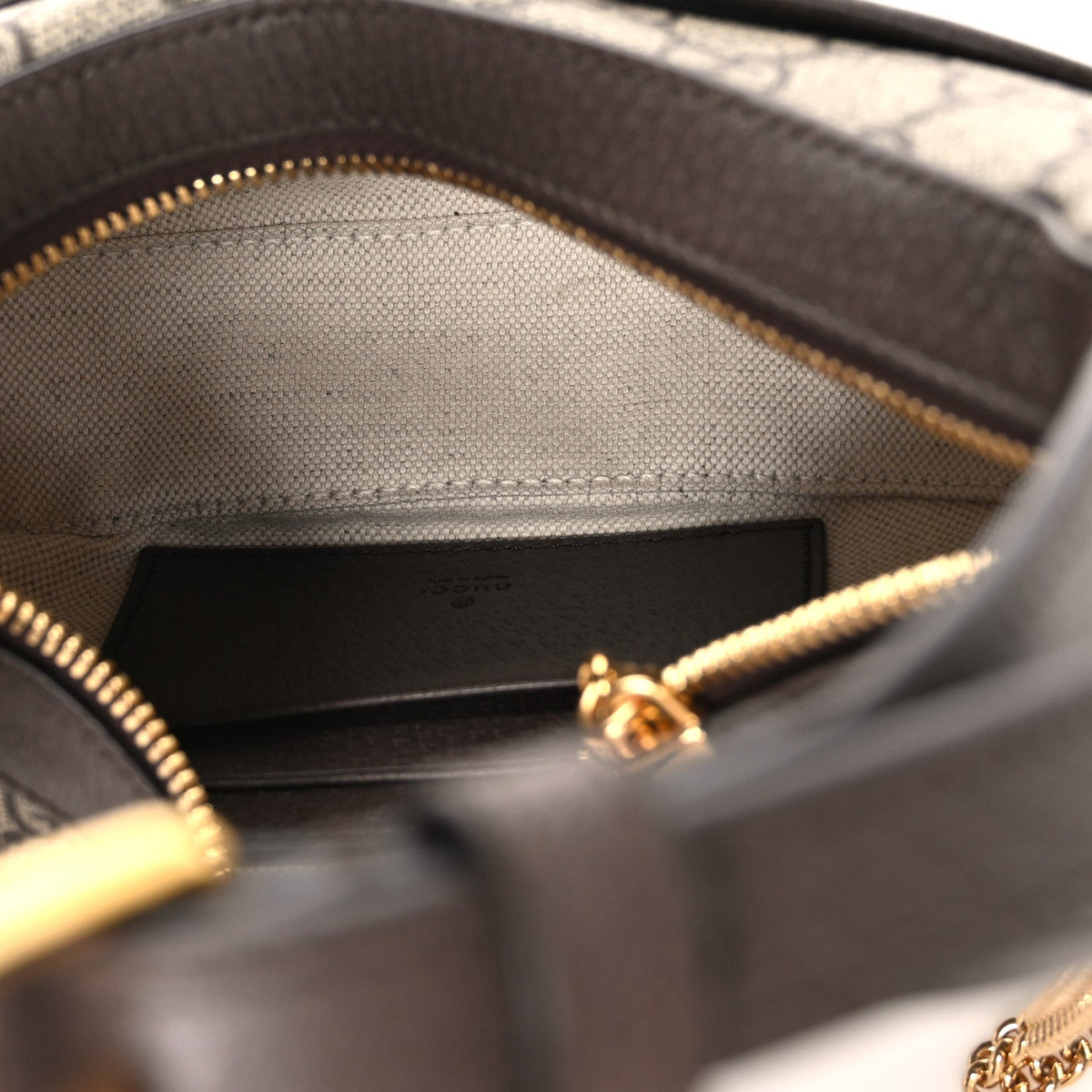 GG Supreme Monogram Textured Dollar Calfskin Small Ophidia Shoulder Bag Beige Ebony New Acero