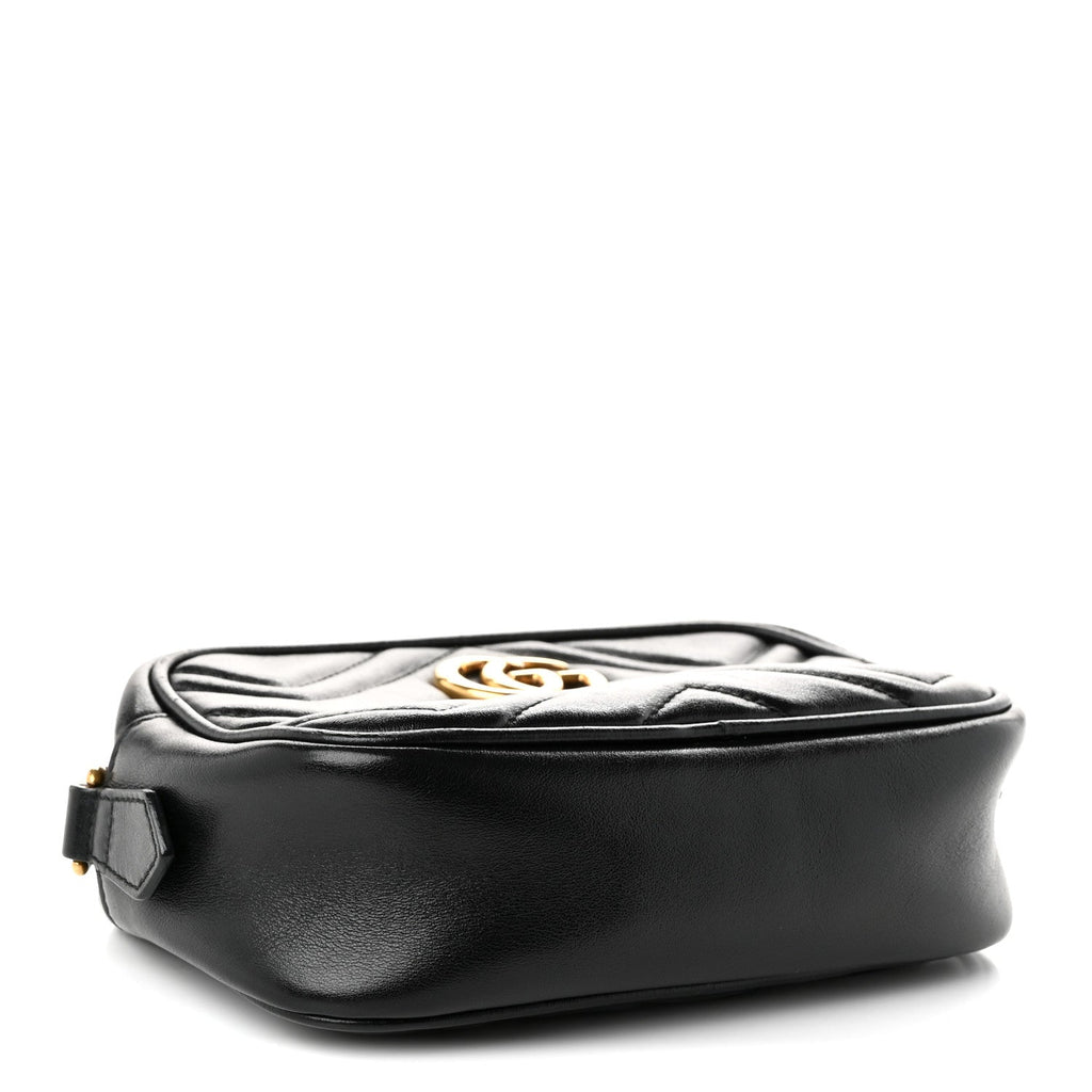 Calfskin Matelasse Mini GG Marmont Chain Shoulder Bag Black